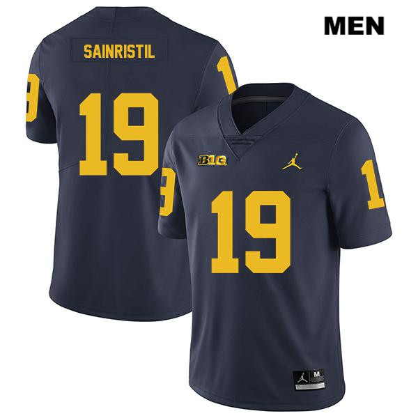 Men's NCAA Michigan Wolverines Mike Sainristil #19 Navy Jordan Brand Authentic Stitched Legend Football College Jersey IY25K12AP